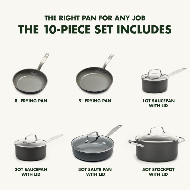 Greenpan Chatham Ceramic Non-stick 10pc Cookware Set, Grey -